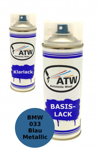Autolack für BMW 033 Blau Metallic +400ml Klarlack Set